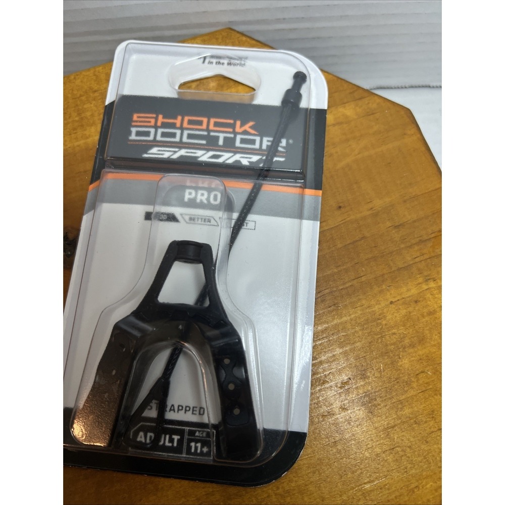 Shock Doctor‎ Mouth Guard Pro Strapped Adult Age 11+ Protection Black NEW
